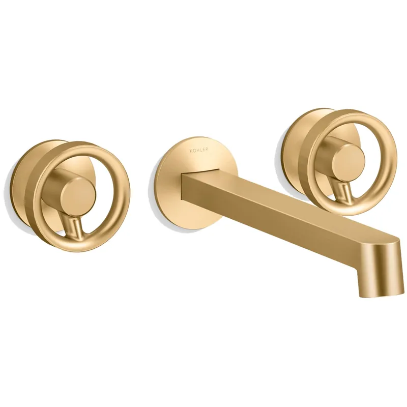 Kohler Components Double Handle Wall-Mount Bathroom Sink Faucet with Row Design Spout and Industrial Handles - Includes Rough-In Valve Place Order