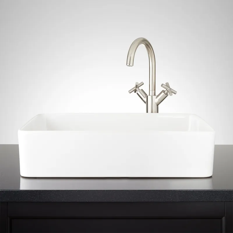 Signature Hardware Hibiscus 20" Fireclay Vessel Bathroom Sink - No Faucet Holes Instant Buy