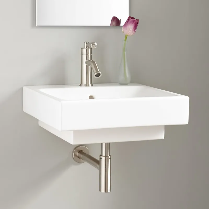 Signature Hardware Stoddert 19" Porcelain Wall-Mounted Bathroom Sink with Single Faucet Hole and Overflow Secure Checkout