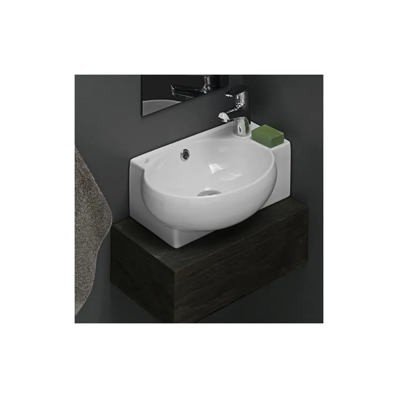 Special Offer Nameeks CeraStyle 17-1/2" Ceramic Wall Mounted Bathroom Sink with One Faucet Hole - Includes Overflow