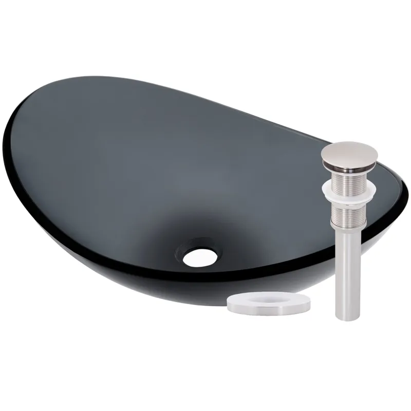 Exclusive Offer Miseno Oval 21-1/2" Tempered Glass Vessel Bathroom Sink