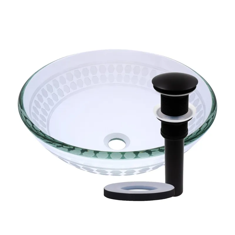 Clearance Miseno Circular 16-1/2" Tempered Glass Vessel Bathroom Sink