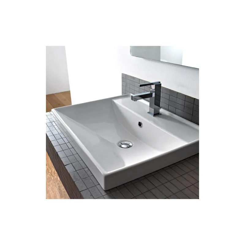 Nameeks Scarabeo 23-5/8" Ceramic Wall Mounted / Drop In Bathroom Ramp Sink with One Faucet Hole - Includes Overflow Shop Now
