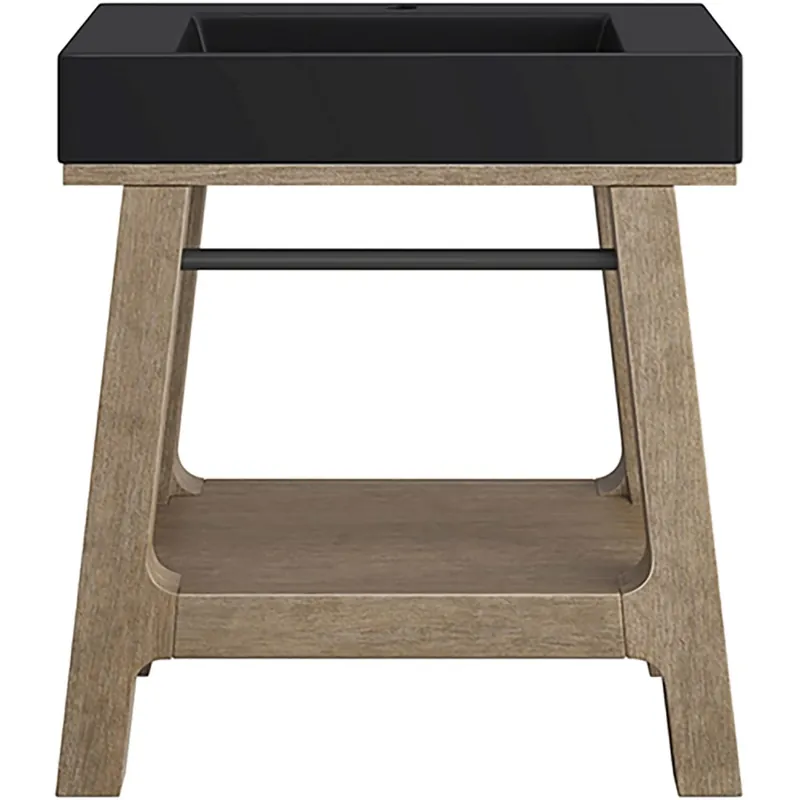 Next Day Delivery James Martin Vanities Auburn 31-1/2" Rectangular Hardwood and Stone Composite Console Bathroom Sink with Single Faucet Hole