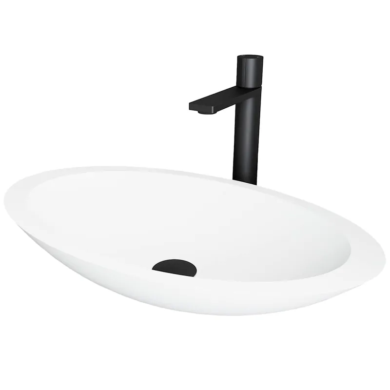 Vigo Wisteria 23" Oval Stone Composite Vessel Bathroom Sink with 1.2 GPM 11" Deck Mounted Bathroom Faucet and Pop-Up Drain Assembly Deal