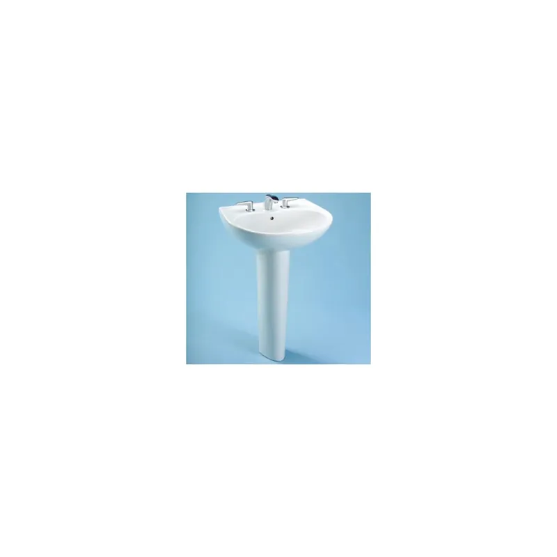 TOTO Supreme 22-7/8" Pedestal Bathroom Sink with 3 Faucet Holes Drilled, Overflow and CeFiONtect Ceramic Glaze - Pedestal Included Worldwide Shipping