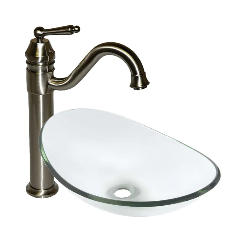 Miseno Oval 21-1/2" Tempered Glass Vessel Bathroom Sink with Traditional Single Handle Vessel Faucet & Pop-Up Drain Get Yours
