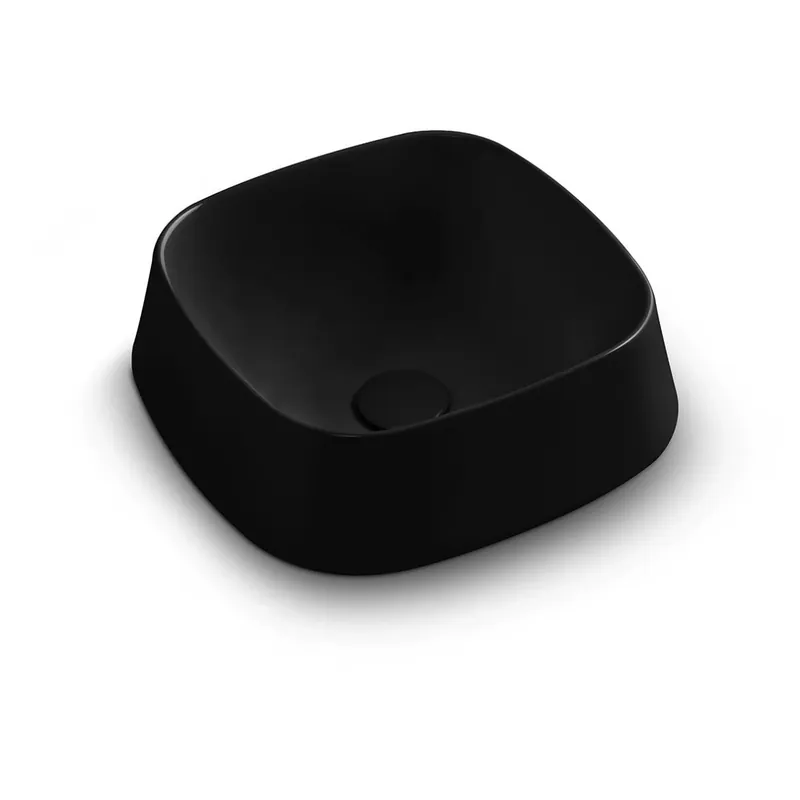 Modern WS Bath Collections Mood 16-1/2" Square Ceramic Vessel Bathroom Sink