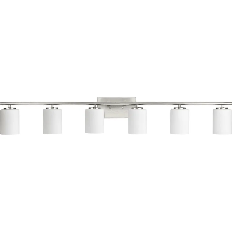 Premium Progress Lighting Replay 6 Light 48" Wide Bathroom Vanity Light with Frosted Glass Shades