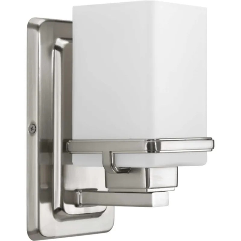 Progress Lighting Metric Single Light 5" Bathroom Sconce with Patterned/Etched Glass Original