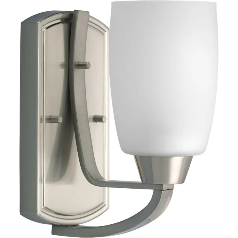 Viral Progress Lighting Wisten 1 Light Bathroom Wall Sconce with Etched Glass Shade - 8" Tall