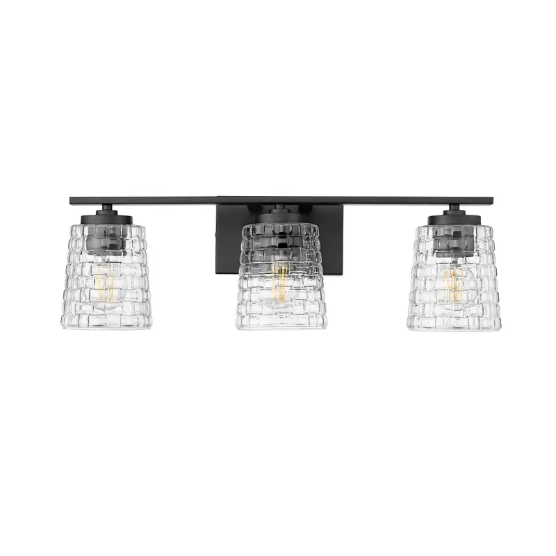 Shop Now Millennium Lighting Saben 3 Light 23" Wide Vanity Light with Patterned Glass Shades