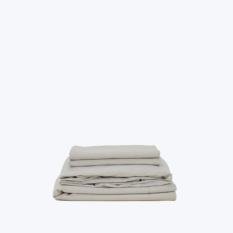 Essential Percale Sheet Set Light Grey Express Delivery