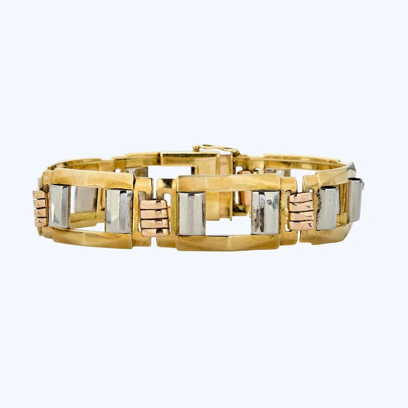 1940s French Tricolor Gold Bracelet Top Rated