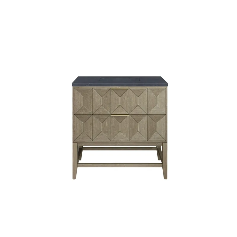 James Martin Vanities Emmeline 36" Free Standing Single Basin Ash Wood Vanity Set with Stone Composite Top and Rectangular Sink - Charcoal Soapstone Exclusive