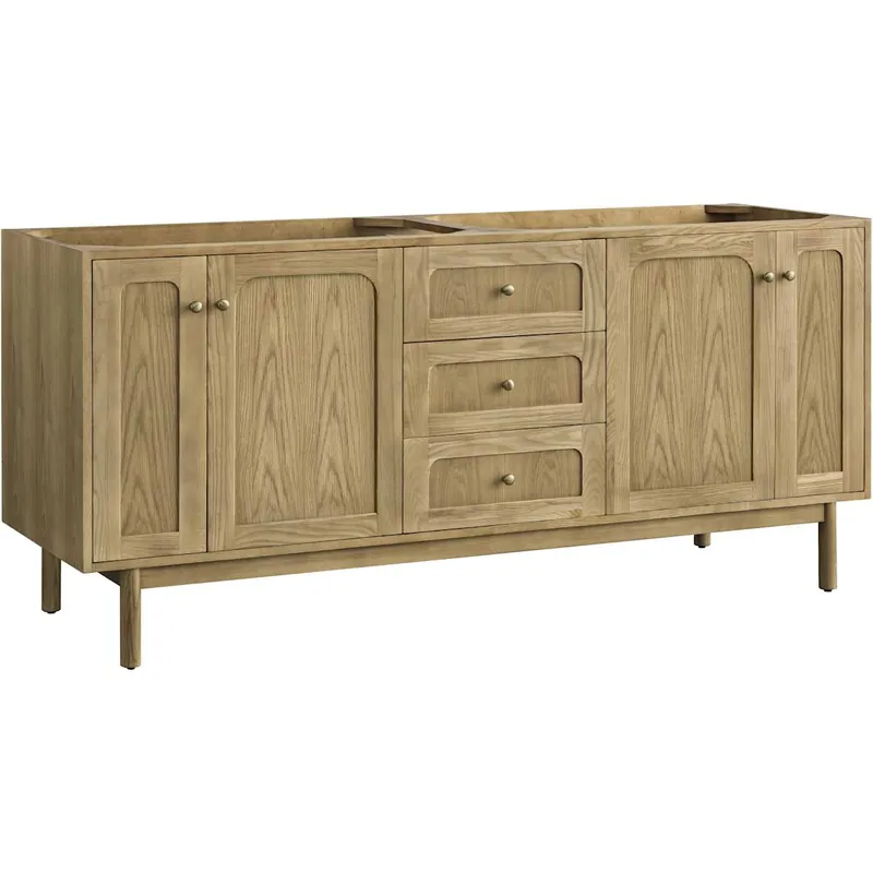 James Martin Vanities Laurent 72" Wall Mounted or Free Standing Double Basin Ash Wood Vanity Cabinet Only with USB Port and Electrical Outlet Grab Now