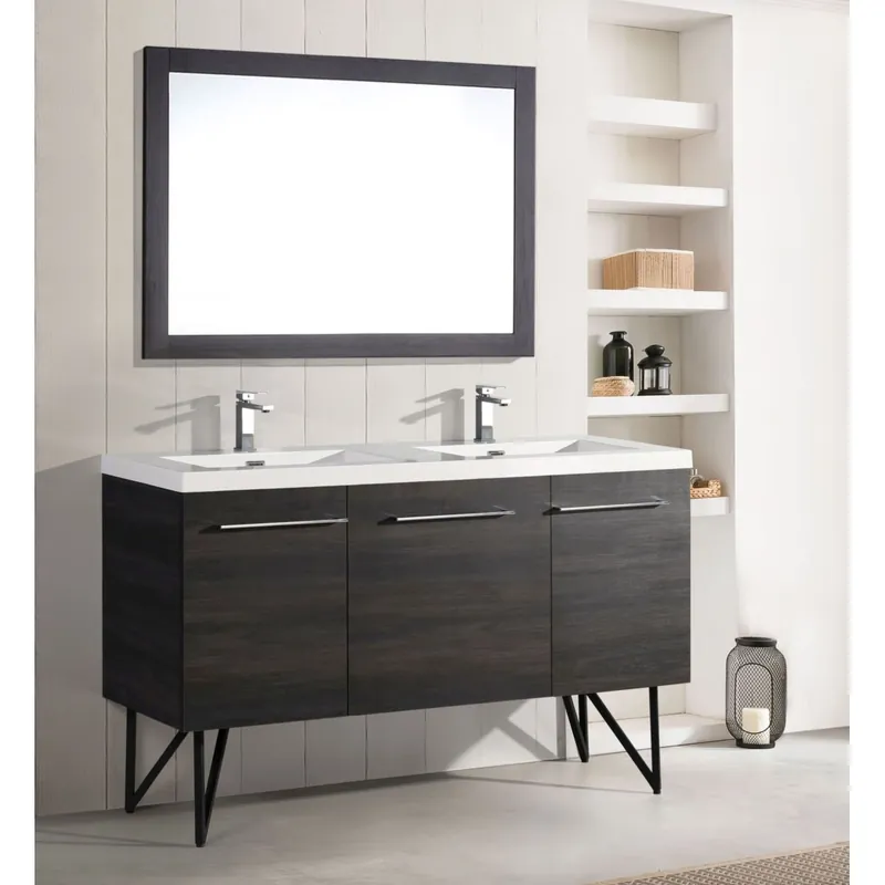 Swiss Madison Annecy 60" Free Standing Double Basin Vanity Set with MDF Cabinet and Cultured Marble Vanity Top Place Order