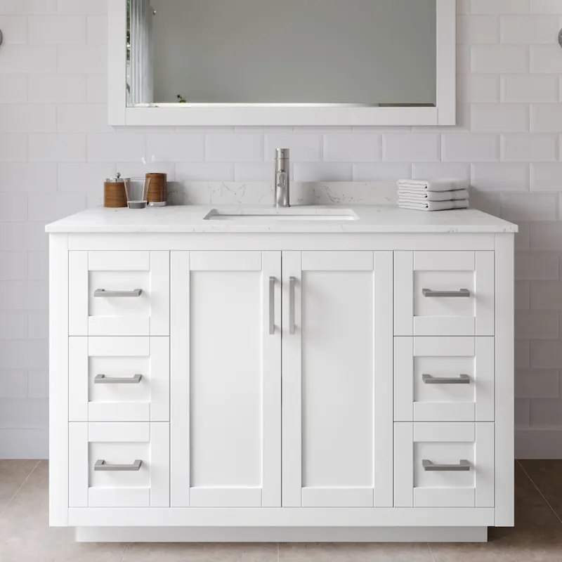 Next Day Delivery Wyndham Collection Miranda 48" Free Standing Single Basin Vanity Set with Cabinet and Cultured Marble Vanity Top
