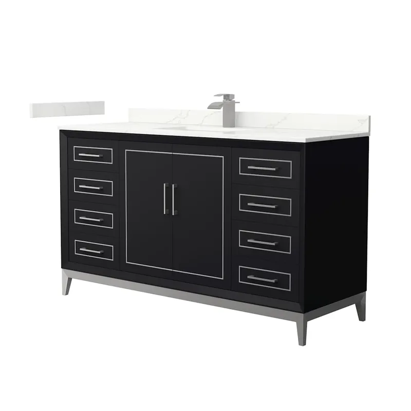 Wyndham Collection Marlena 60" Free Standing Single Basin Vanity Set with Cabinet and Quartz Vanity Top Place Order