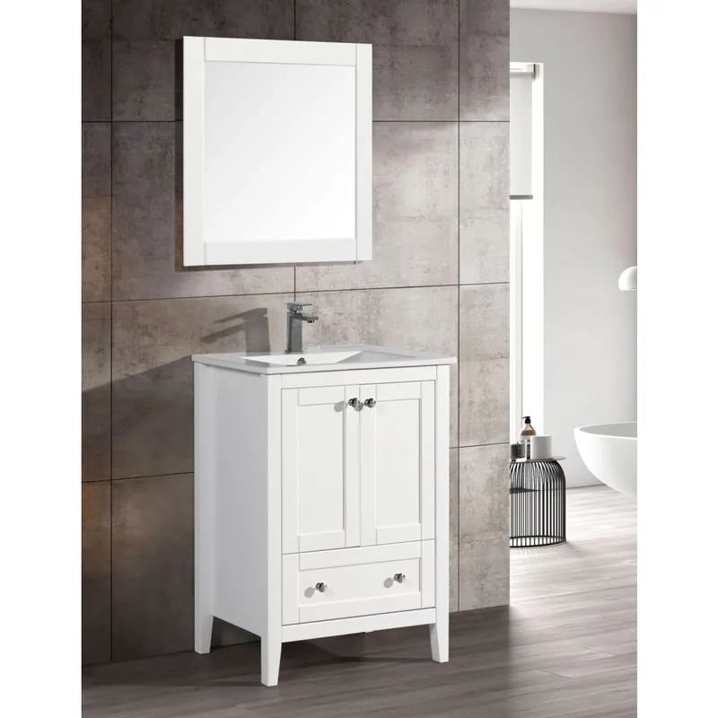 Swiss Madison Cannes 24" Free Standing Single Basin Vanity Set with MDF Cabinet and Ceramic Vanity Top Price Drop