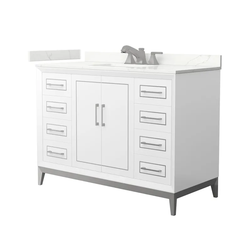 Affordable Wyndham Collection Marlena 48" Free Standing Single Basin Vanity Set with Cabinet and Quartz Vanity Top