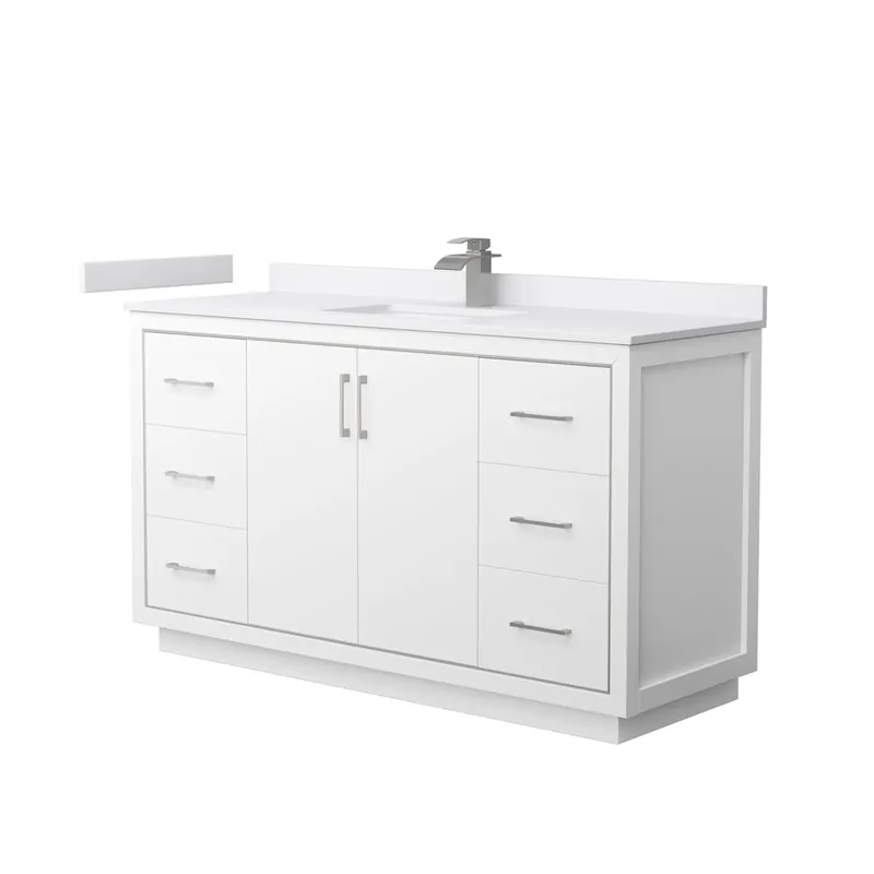 Affordable Wyndham Collection Icon 60" Free Standing Single Basin Vanity Set with Cabinet and Cultured Marble Vanity Top