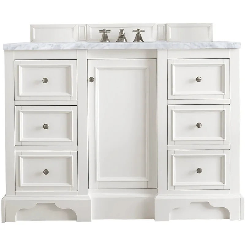Super Sale James Martin Vanities De Soto 50" Free Standing Single Vanity Set with Wood Cabinet and Carrara Marble Vanity Top