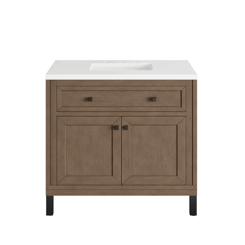 James Martin Vanities Chicago 36" Free Standing Single Basin Vanity Set with Wood Cabinet and 3cm Quartz Vanity Top While Supplies Last