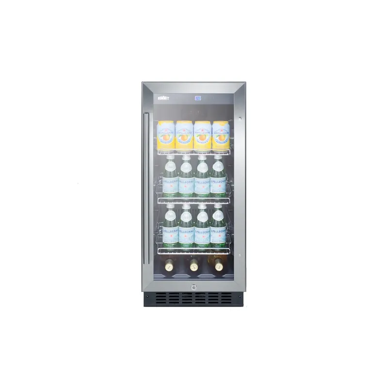 Shop Now Summit 15 Inch Wide 2.5 Cu. Ft. Built-In Undercounter Glass Door Wine and Beverage Cooler with Stainless Steel Cabinet