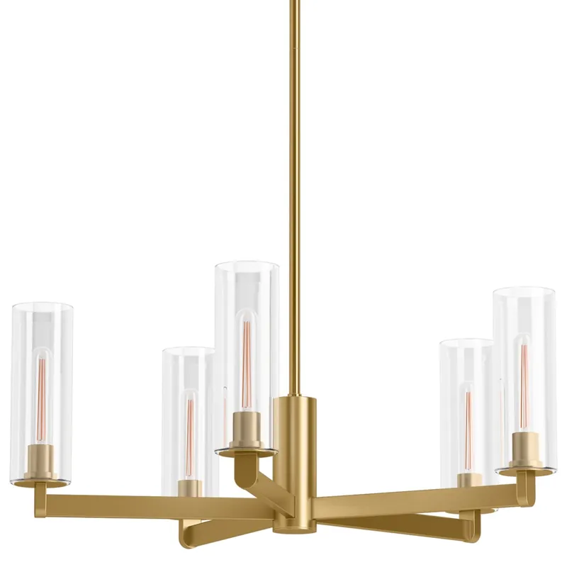 Fan Favorite Kohler Lighting Crue 5 Light 26" Wide Chandelier with Clear Glass Shades