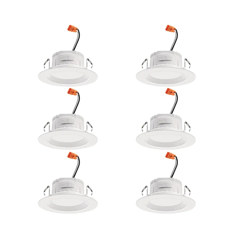 Deal Juno Lighting RetroBasics 4" Integrated LED Switchable CCT Baffle Recessed Trim with Medium Base (E26) Adapter - Pack of 6