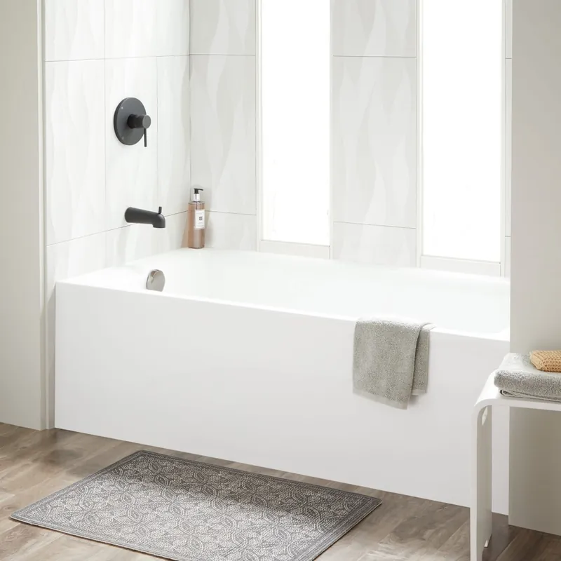 Signature Hardware Sitka 60" x 32" Three Wall Alcove Acrylic Soaking Tub with Left Drain - Less Drain Direct From Factory