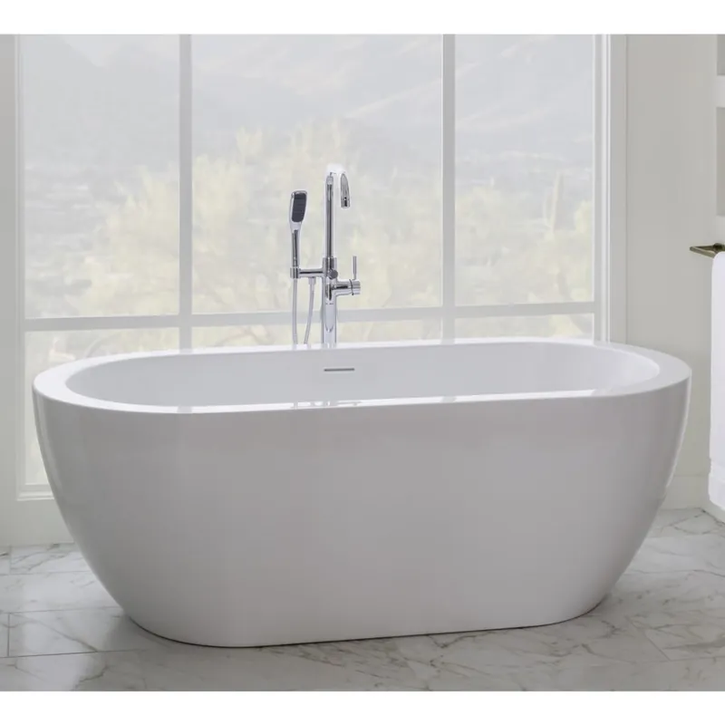 Certified Miseno 67" Free Standing Acrylic Soaking Tub with Center Drain - Drain included