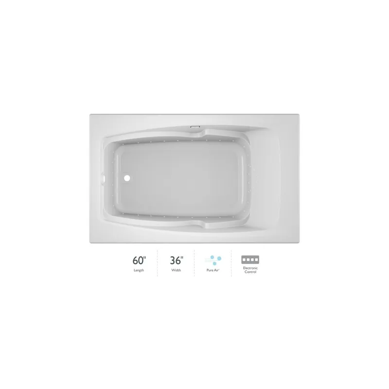 Jacuzzi 60" x 36" Drop In Pure Air® Bath Tub with Left Drain and Right Hand Pump from the Cetra® Series Mega Sale