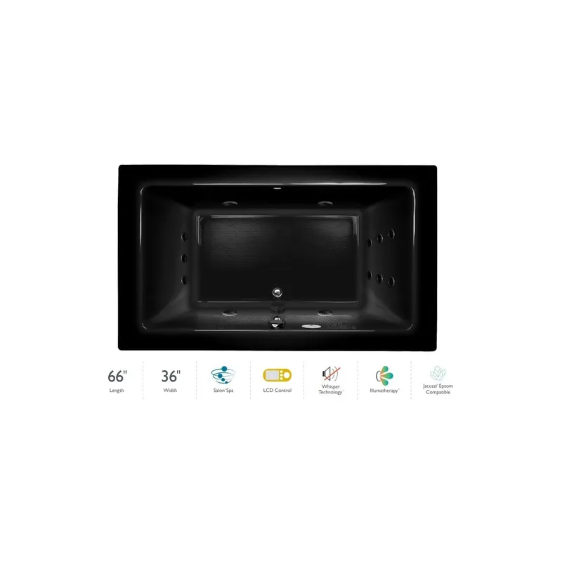 Jacuzzi 66" x 36" Sia® Drop In Luxury Salon Spa Bathtub with 13 Jets, LCD Controls, Illumatherapy, Heater, Center Drain and Right Pump Super Sale