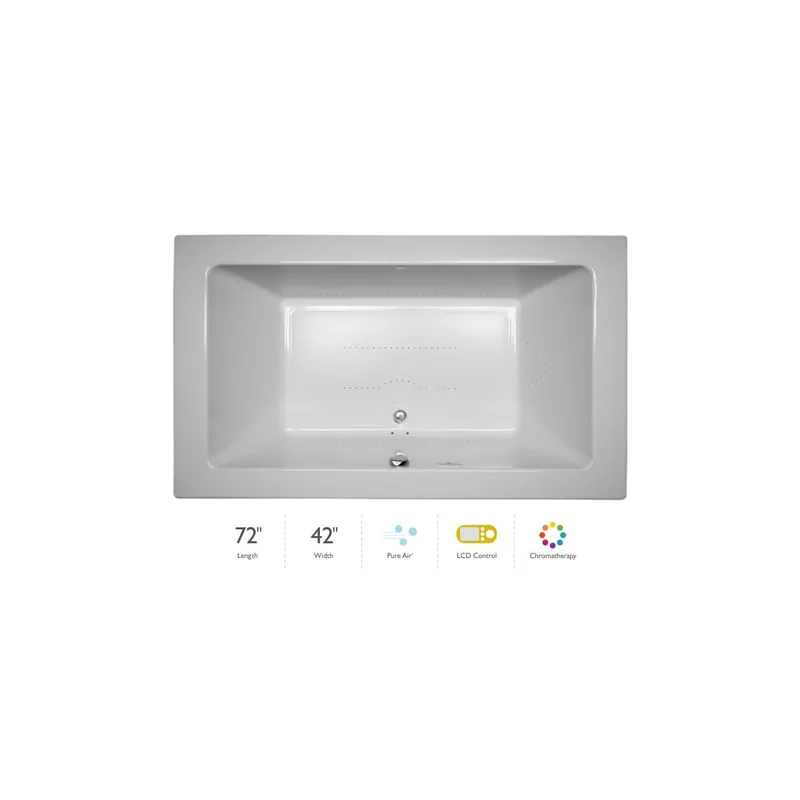 Jacuzzi 72" x 42" Sia® Drop In Luxury Pure Air® Bathtub with LCD Controls, Chromatherapy, Center Drain and Right Blower Best Price