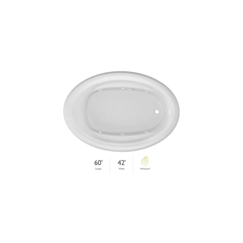 Best Choice Jacuzzi 60" x 42" Signature Drop In Whirlpool Bathtub with 6 Jets, Air Controls, RapidHeat Water Heater, Right Drain and Left Pump