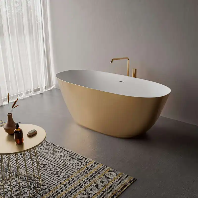 Ruvati Sinatra 63" Free Standing EpiStone Solid Surface Soaking Tub with Center Drain, Drain Assembly, and Overflow Top Pick