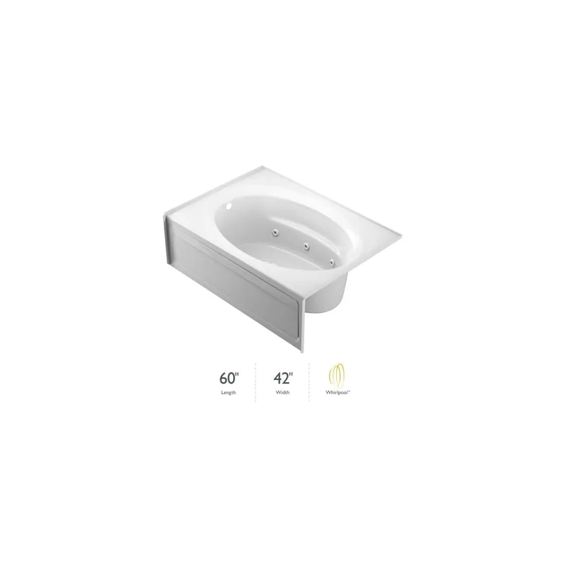 Jacuzzi 60" x 42" Signature Three Wall Alcove Whirlpool Bathtub with 6 Jets, Air Controls, Tiling Flange, Skirt, Left Drain, and Right Pump Save Now