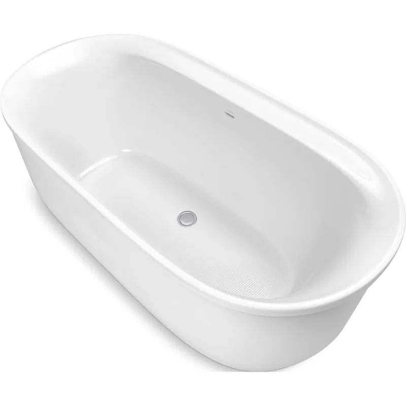 Mega Sale Sterling Spectacle 66" Free Standing Acrylic Soaking Tub with Center Drain, Drain Assembly and Overflow