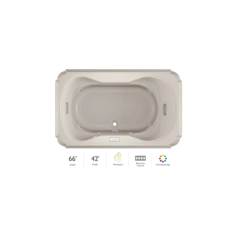 Jacuzzi Marineo 66" Whirlpool Bathtub for Drop In Installation with Center Drain and Chromatherapy / RapidHeat Technologies - Luxury Controls Crafted