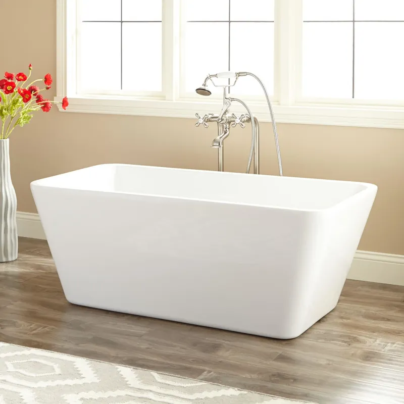 Signature Hardware Baxter 53" Acrylic Soaking Freestanding Tub with Integrated Drain and Overflow and Foam Insulation Holiday Sale