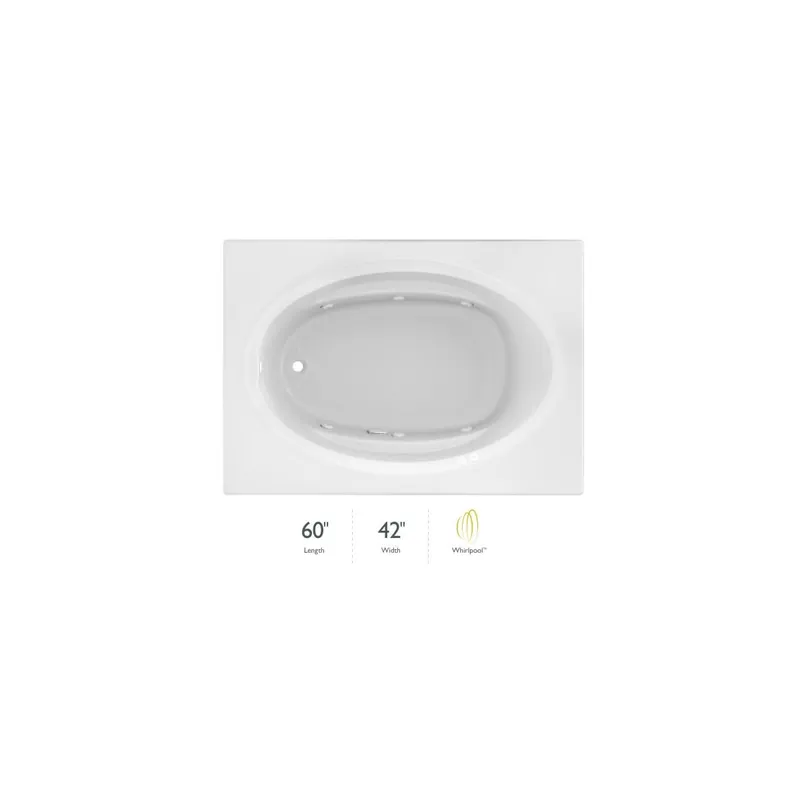 Affordable Jacuzzi 60" x 42" Signature Drop In Whirlpool Bathtub with 6 Jets, Air Controls, RapidHeat Water Heater, Left Drain and Left Back Pump