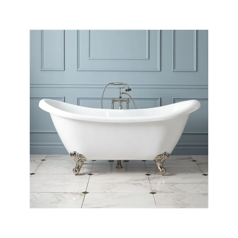 Signature Hardware Rosalind 69" Acrylic Soaking Clawfoot Tub with Pre-Drilled Overflow Hole, Imperial Feet, and Rolled Rim - Less Drain Best Seller