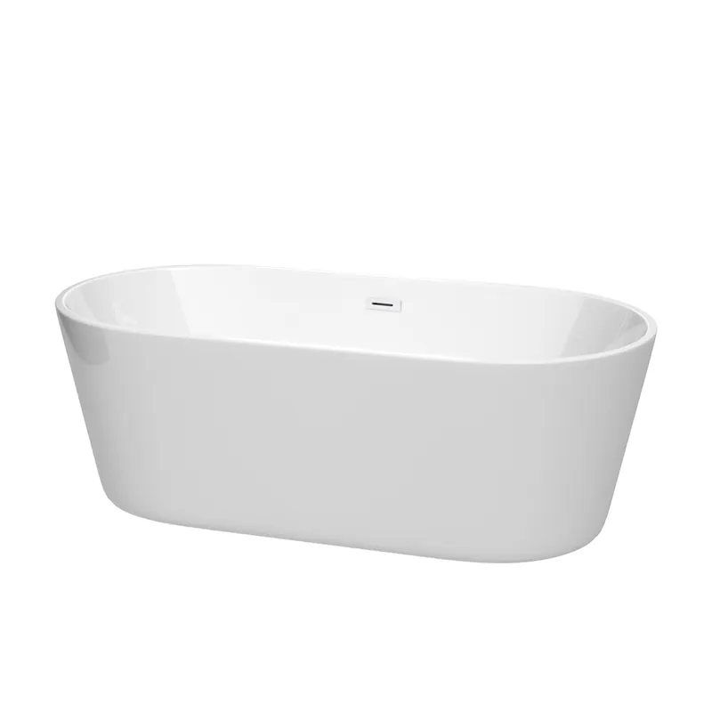 Wyndham Collection Carissa CD 67" Free Standing Acrylic Soaking Tub with Center Drain, Drain Assembly, and Overflow Shop Now