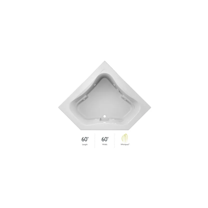 Jacuzzi 60" x 60" Signature Corner Whirlpool Bathtub with 6 Jets, Air Controls, RapidHeat Water Heater, Center Drain and Right Pump Low Price
