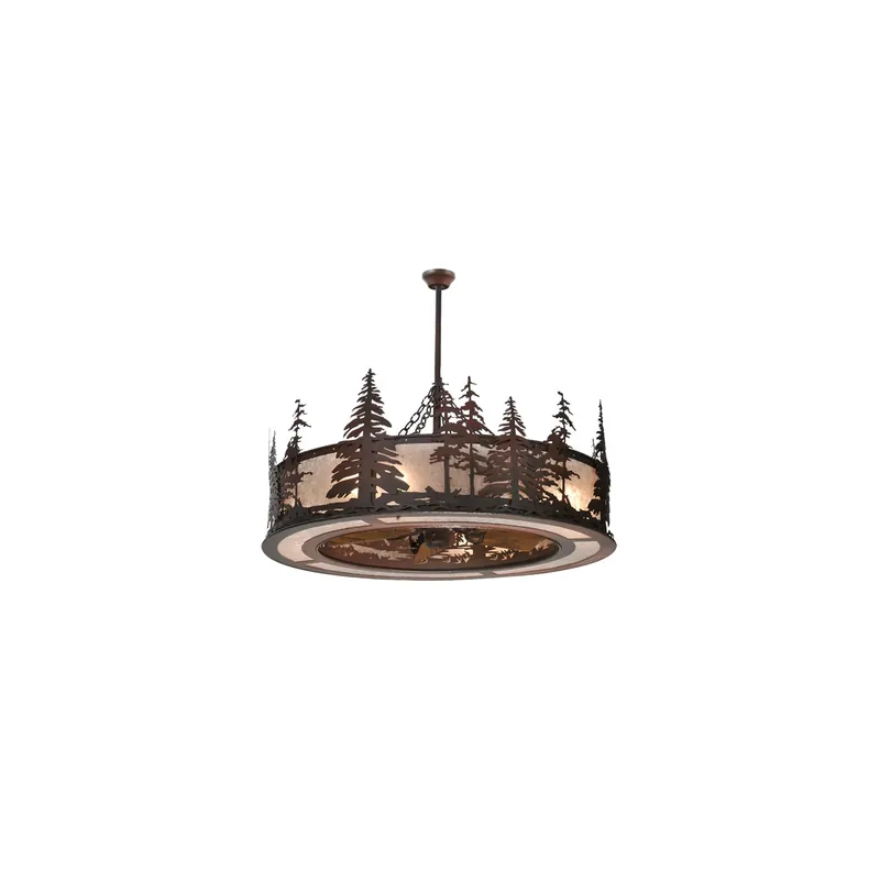 Exclusive Meyda Tiffany Tall Pines 44" Wide 5 Blade Indoor Ceiling Fan with Dark Wood Blades - Rust / Wrought Iron Finish