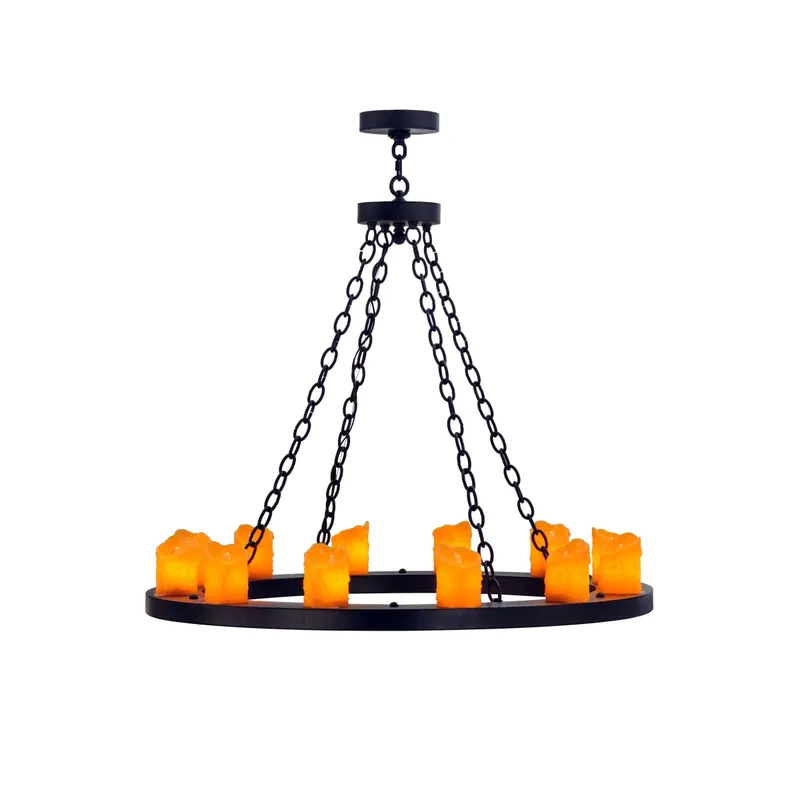 Exclusive Meyda Tiffany Loxley 12 Light 36" Wide Pillar Candle Chandelier with Orange Acrylic Shade