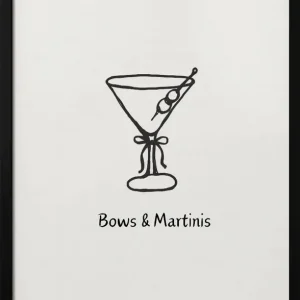 24x36 Framed Art - Bows Martinis Stylish Home Office Decor - 24x36 \\/ Black Frame One Day Deal