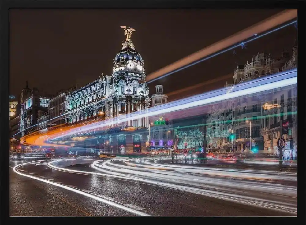 Framed Art Print of Madrid Traffic by Javier de la Torre 24x36 Home or Office Decor - 36x24 \\/ Black Frame Grab Now